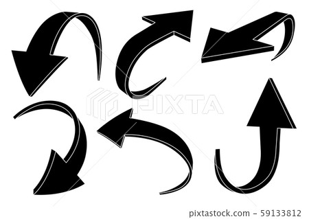 Down and up arrows set. Black silhouette icons Down and up arrows set. Black silhouette icons 59133812
