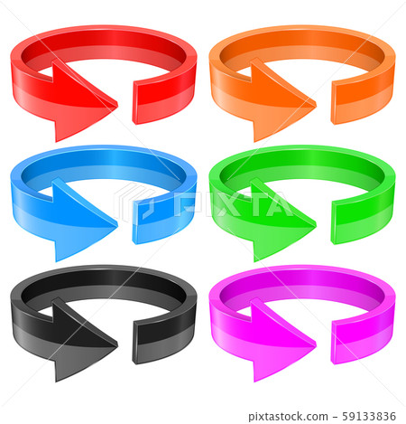 Colored 3d arrows. Horizontal circles Colored 3d arrows. Horizontal circles 59133836