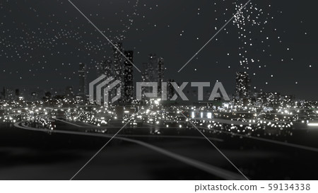Abstract modern city at night. 3D illustration Abstract modern city at night. 3D illustration 59134338
