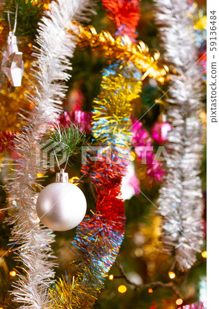 Beautiful Christmas tree decorations on Christmas 59136484