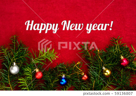 Inscription Happy New Year on red background with Inscription Happy New Year on red background with 59136807