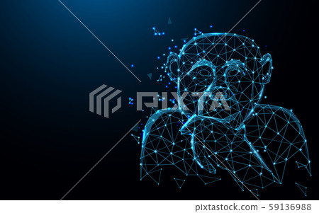 Chimpanzee posting thinking acting form lines, triangles and particle style design Chimpanzee posting thinking acting form lines, triangles and particle style design 59136988