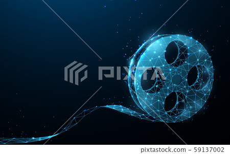 Movie film reel form lines, triangles and particle style design 59137002