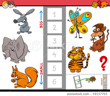 educational game with large and small animal - Stock Illustration ...