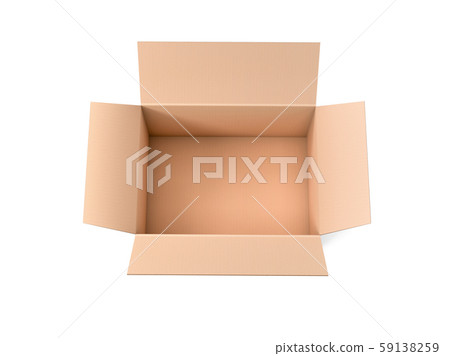 Open brown corrugated carton box. Big shipping packaging. Empty container. 3d rendering illustration 59138259