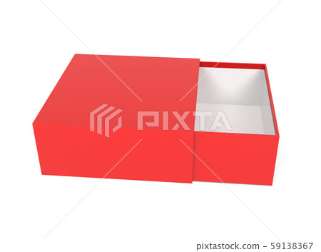 Slider box. Red blank open box mock up. 3d rendering illustration 59138367