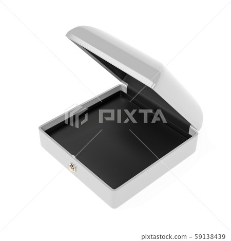 White jewelry box with black lining. 3d rendering illustration White jewelry box with black lining. 3d rendering illustration 59138439