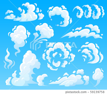 Cartoon clouds and smoke. Dust cloud, fast...-插圖素材 [59139758] - PIXTA圖庫
