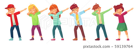 Dabbing kids. Teenagers in dab dance pose, school kid dancing performance and teenager making dab Dabbing kids. Teenagers in dab dance pose, school kid dancing performance and teenager making dab 59139764