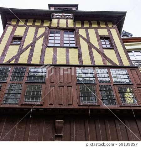 Vintage architecture of Old Town in Dinan, Brittany, France 59139857
