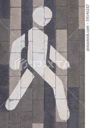 Close-up of road marking Pedestrian sideway on pavement 59140287