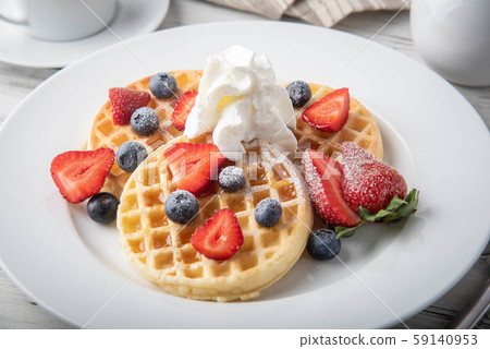 breakfast waffle image with coffee breakfast waffle image with coffee 59140953