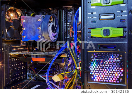 Coolers and heatsink inside the computer system unit. Coolers and heatsink inside the computer system unit. 59142186
