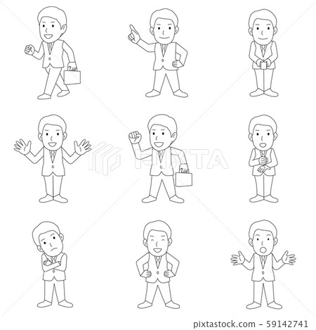 Business character "young businessman (1)" monochrome line drawing cut collection 59142741