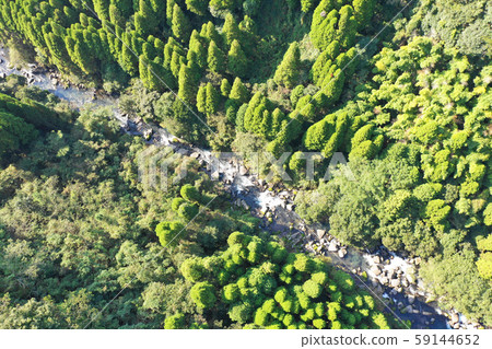 Aerial view of the downstream of Inukai Falls Aerial view of the downstream of Inukai Falls 59144652