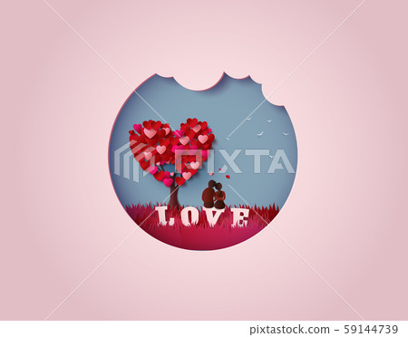 Two enamored under a love tree 59144739