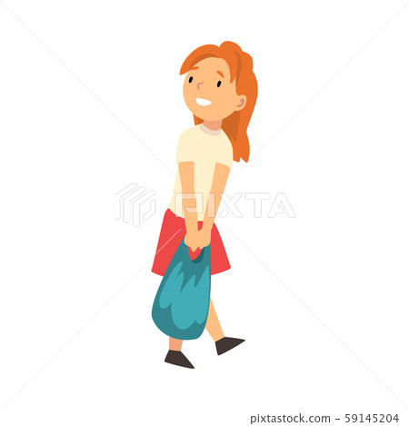 Girl carries a shopping bag cartoon vector illustration Girl carries a shopping bag cartoon vector illustration 59145204