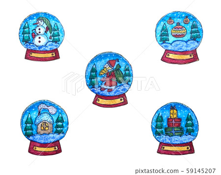 Set of Christmas decorative snowballs, watercolor Set of Christmas decorative snowballs, watercolor 59145207