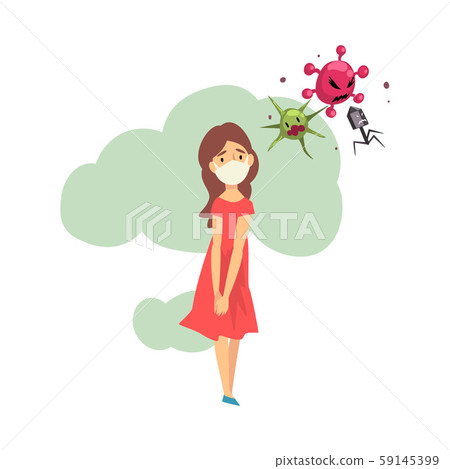 Girl in medical mask cartoon vector illustration Girl in medical mask cartoon vector illustration 59145399
