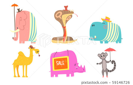 Funny African Animals Cartoon Characters Set,... - Stock Illustration  [59146726] - PIXTA