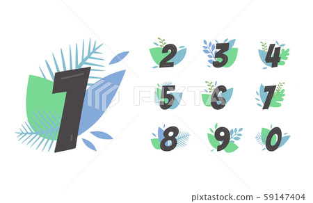 Set with beautifully written numbers cartoon vector illustration 59147404