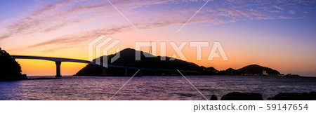 Panorama after sunset of Iojima Ohashi [Nagasaki City, Nagasaki Prefecture] 59147654