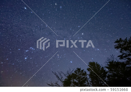 Winter constellation leaning to the west as seen from Misaka Mountains and Mt. Winter constellation leaning to the west as seen from Misaka Mountains and Mt. 59151668