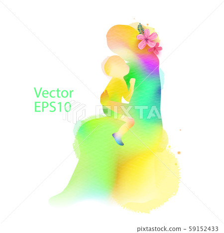 Happy mother's day. Side view of Happy mom with Happy mother's day. Side view of Happy mom with 59152433