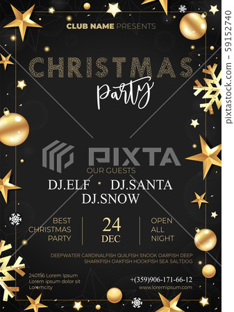 Party poster Merry Christmas holiday club invitation. Vector. Party poster Merry Christmas holiday club invitation. Vector. 59152740
