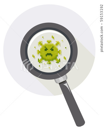 Icon Magnifying Glass Pixel Virus Illustration Icon Magnifying Glass Pixel Virus Illustration 59153192
