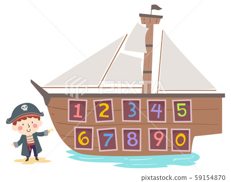 Kid Boy Hook Pirate Ship Numbers Illustration - Stock Illustration [59154870] - PIXTA