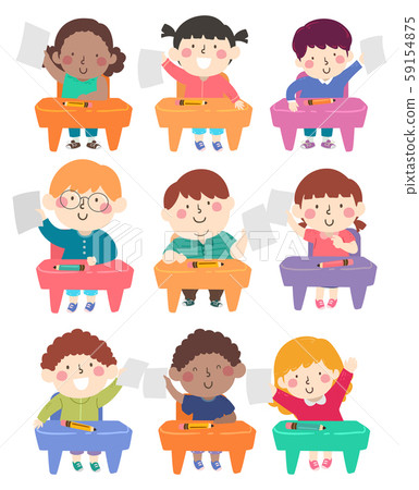 Kids Class Seats Hold Papers Illustration Kids Class Seats Hold Papers Illustration 59154875