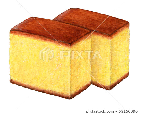 Japanese confectionery Castella hand-painted... - Stock Illustration ...