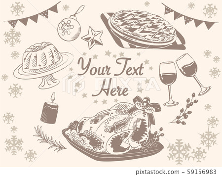Christmas dinner material. Vintage style 59156983