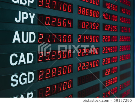 Currency exchange rate on digital Board display Business economic 59157290