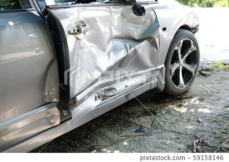 crashed damaged broken car. automobile crash accident crashed damaged broken car. automobile crash accident 59158146