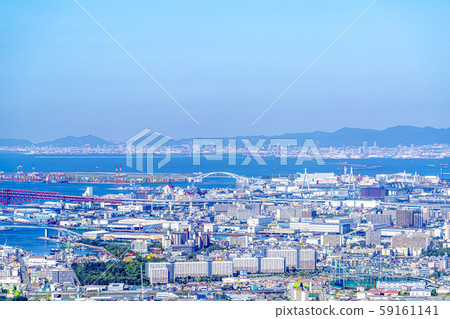 Osaka cityscape towards Suminoe Ward 59161141