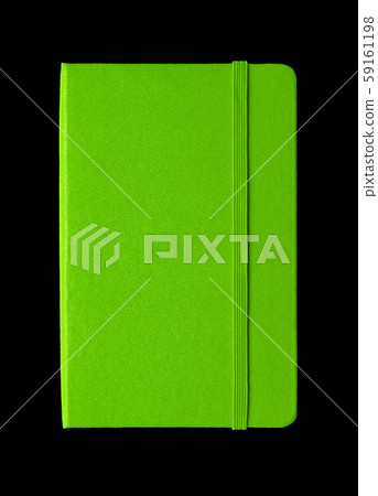 Green closed notebook isolated on black 59161198