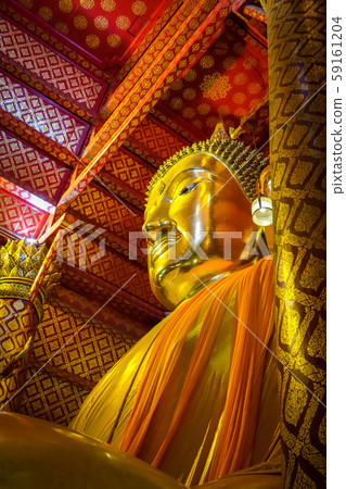 Gold Buddha statue, Wat Phanan Choeng, Ayutthaya, 59161204