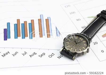 wristwatch on graph background. 59162224