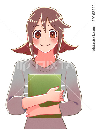 Illustration of a girl holding a book - Stock Illustration [59162361 ...
