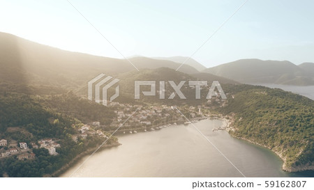Aerial view of Kioni Bay and village. Ithaca, Greece 59162807