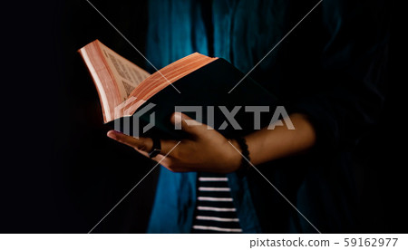 Reading Concept. Person Holding Opened Bible Book Reading Concept. Person Holding Opened Bible Book 59162977