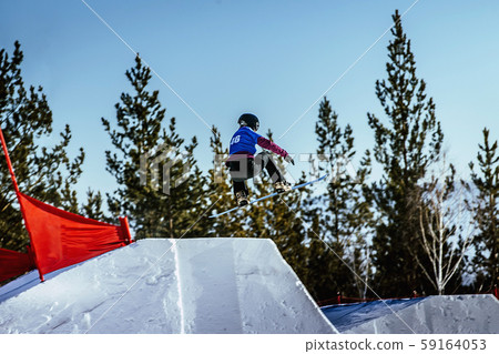 man snowboarder take a jump 59164053