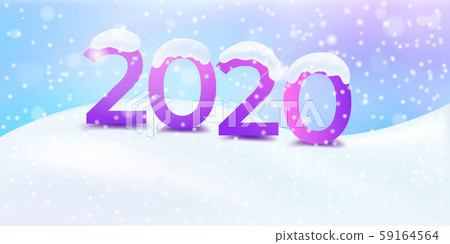 2020 winter snowy Happy New Year backdrop. -插圖素材 [59164564] - PIXTA圖庫