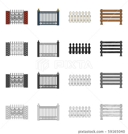 Isolated object of gate and fence icon. Collection of gate and wall stock vector illustration. Isolated object of gate and fence icon. Collection of gate and wall stock vector illustration. 59165040