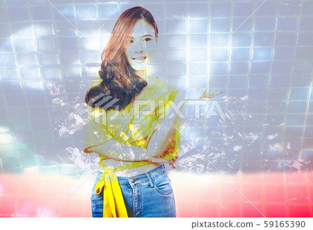 portrait of smiling asian woman in casual clothing. studio shot portrait of smiling asian woman in casual clothing. studio shot 59165390