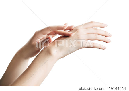 women hands applying cream, massaging isolated women hands applying cream, massaging isolated 59165434