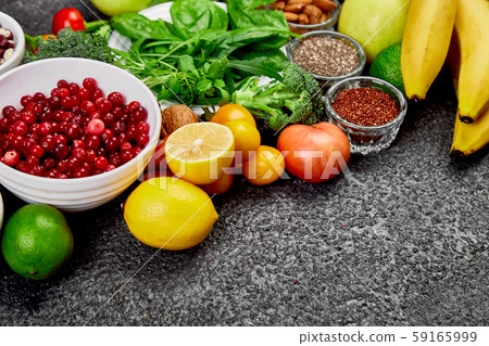 Healthy food background, trendy Alkaline diet products. 59165999