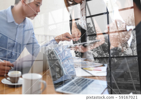 businesswoman analyzing discussing business project with colleague 59167021
